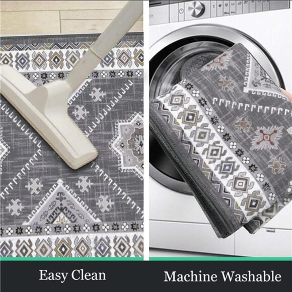 Boho Kitchen Rug Sets 3 Piece with Runner NonSlip Kitchen Rugs and Mats Washable - Picture 5 of 7